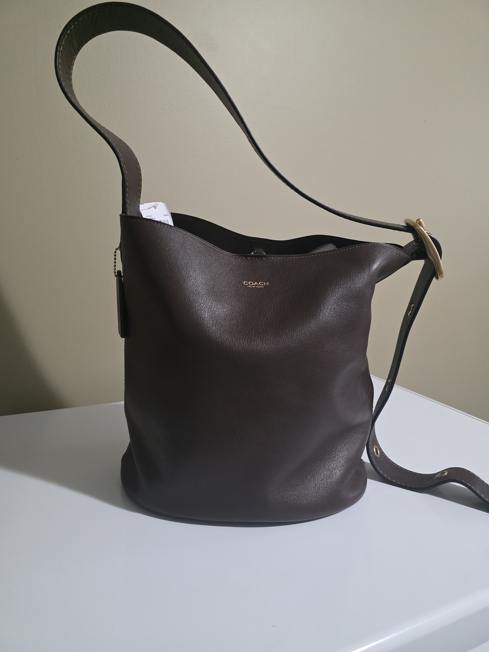NWT Coach Bleecker Bucket Bag Natural Grain Leather Maple